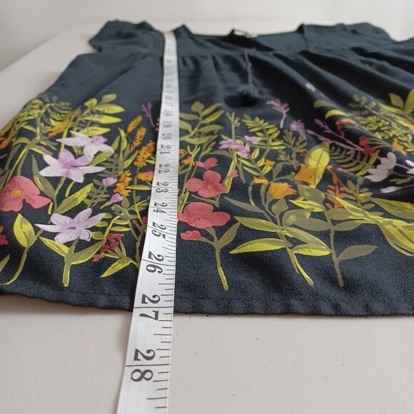 Old Navy Black Multicoloured Floral Print Peasant Blouse - Picture 9 of 14